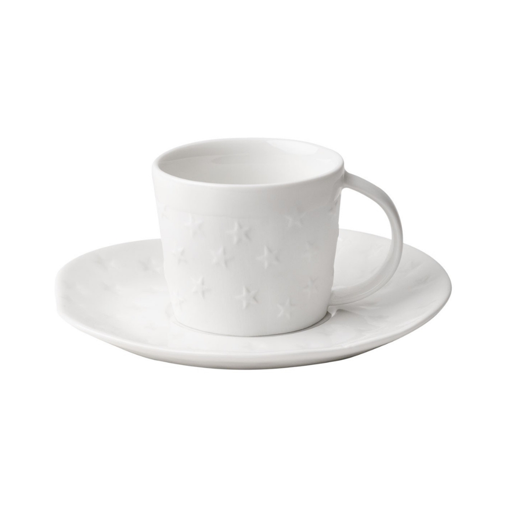 Tasse en porcelaine avec soucoupe décor étoile