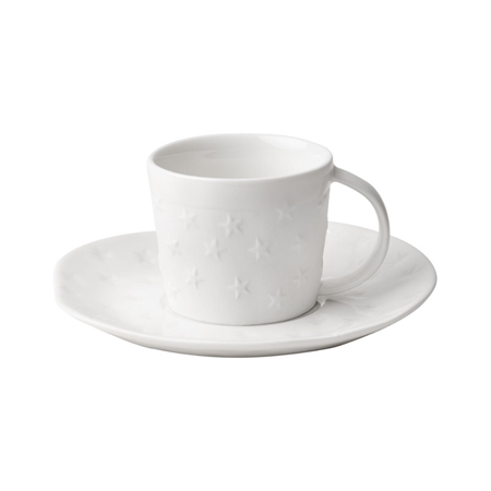 Tasse en porcelaine avec soucoupe décor étoile