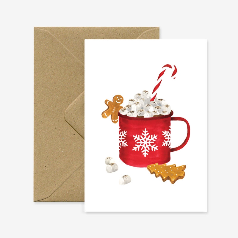 Carte de Noël chocolat chaud