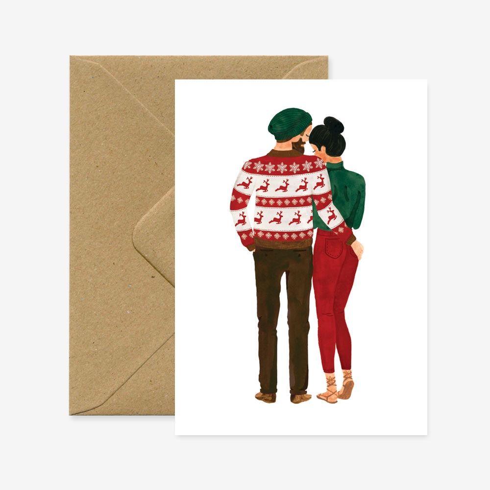 Carte de Noël couple d'amoureux