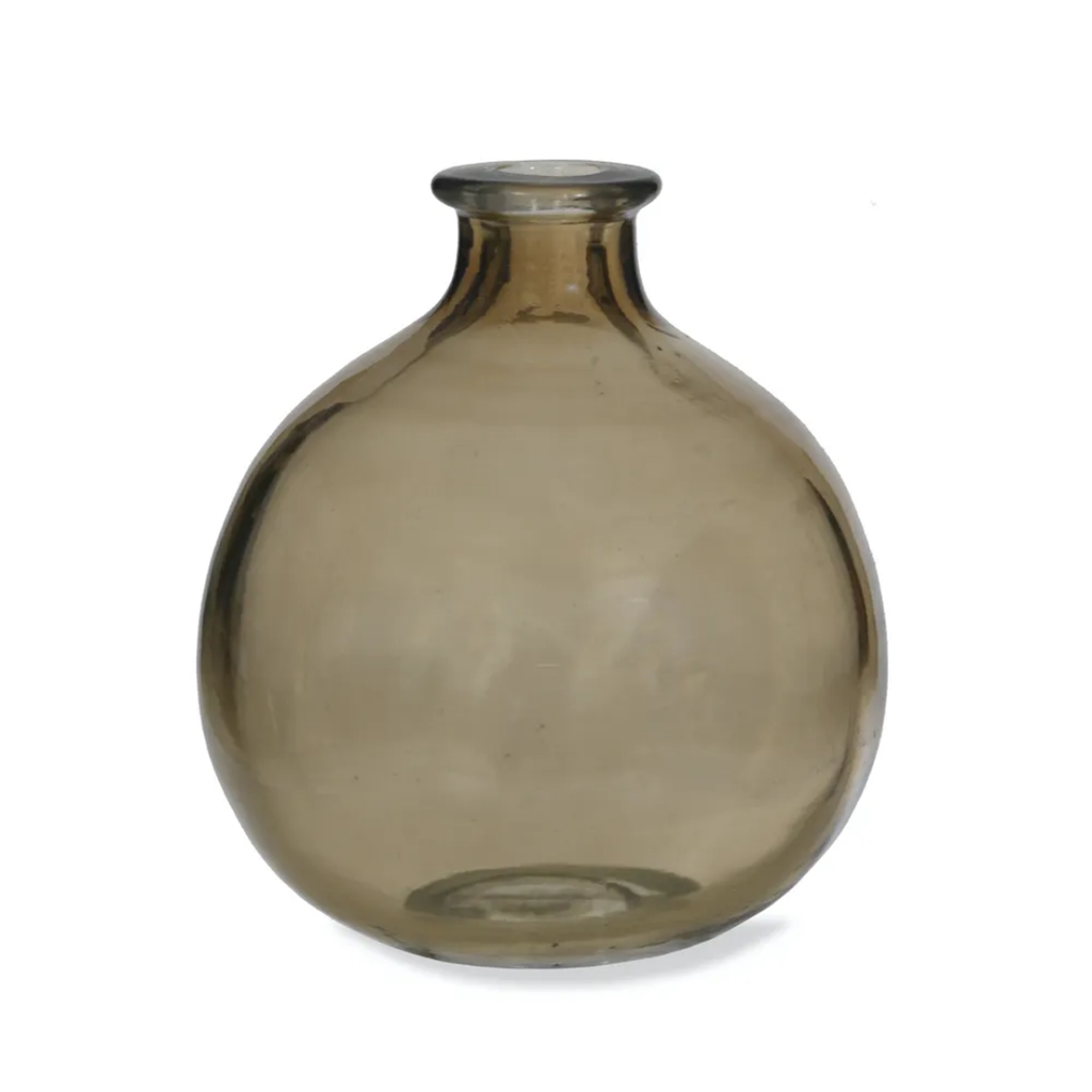 Vase rond en verre fumé