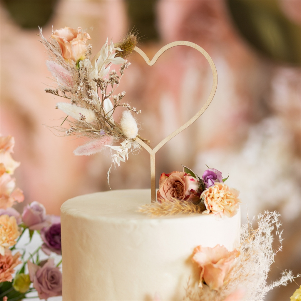 Topper de gâteau coeur en bois