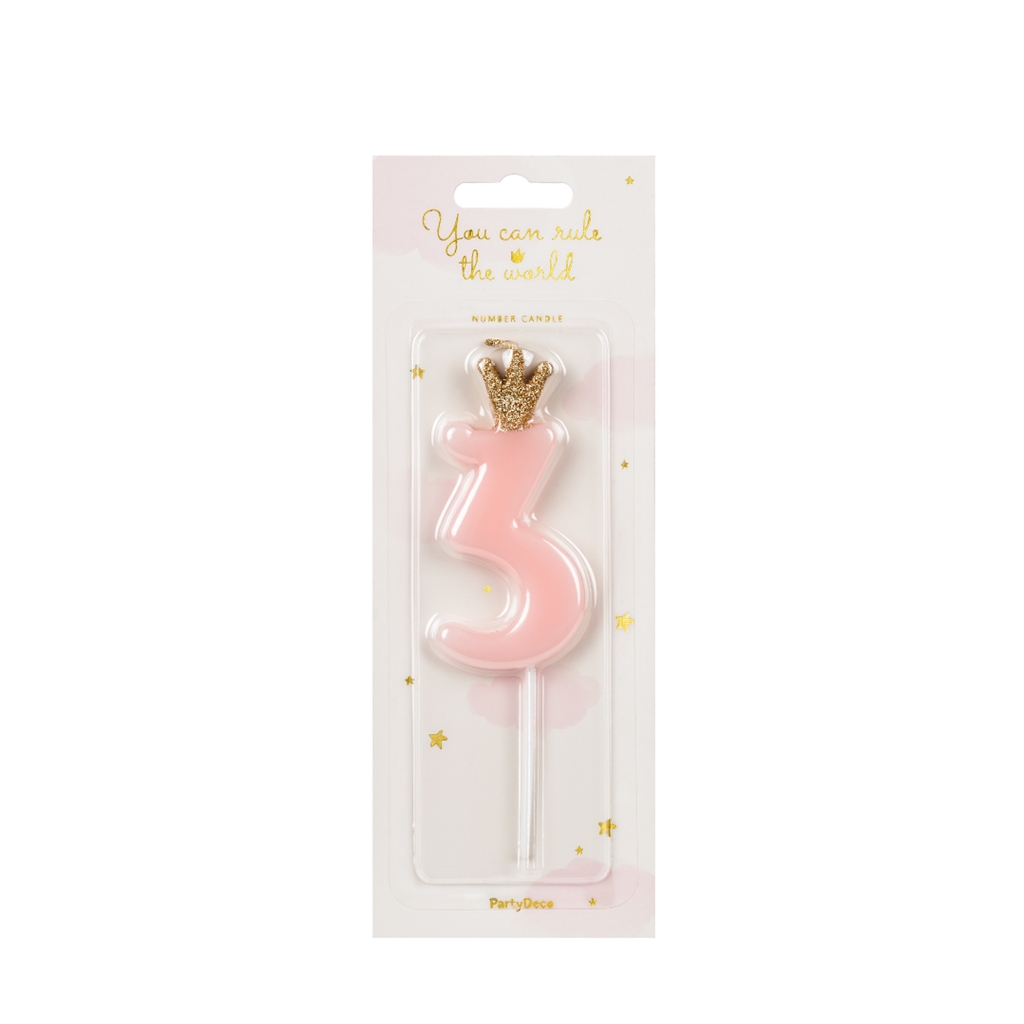 Bougie d'anniversaire 3 rose