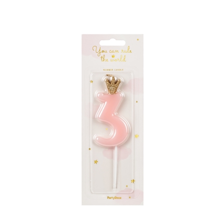 Bougie d'anniversaire 3 rose