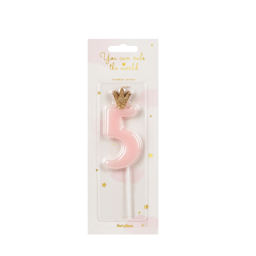 Bougie d'anniversaire 5 rose