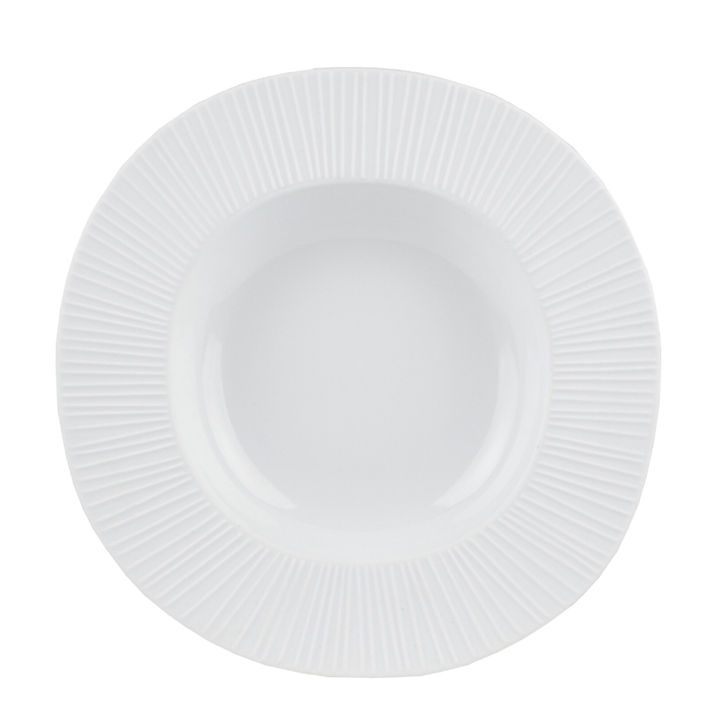 Assiette creuse en porcelaine à nervures