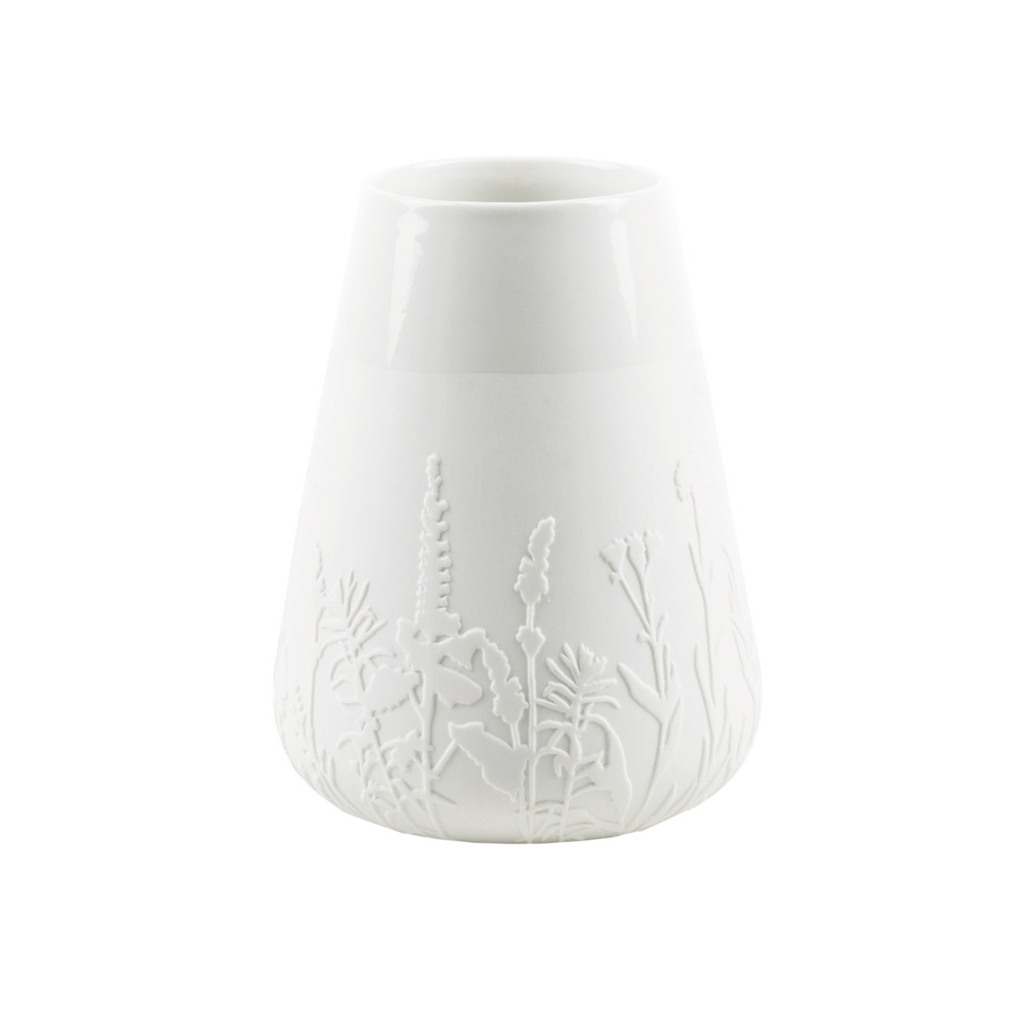 Petit vase en porcelaine décor prairie