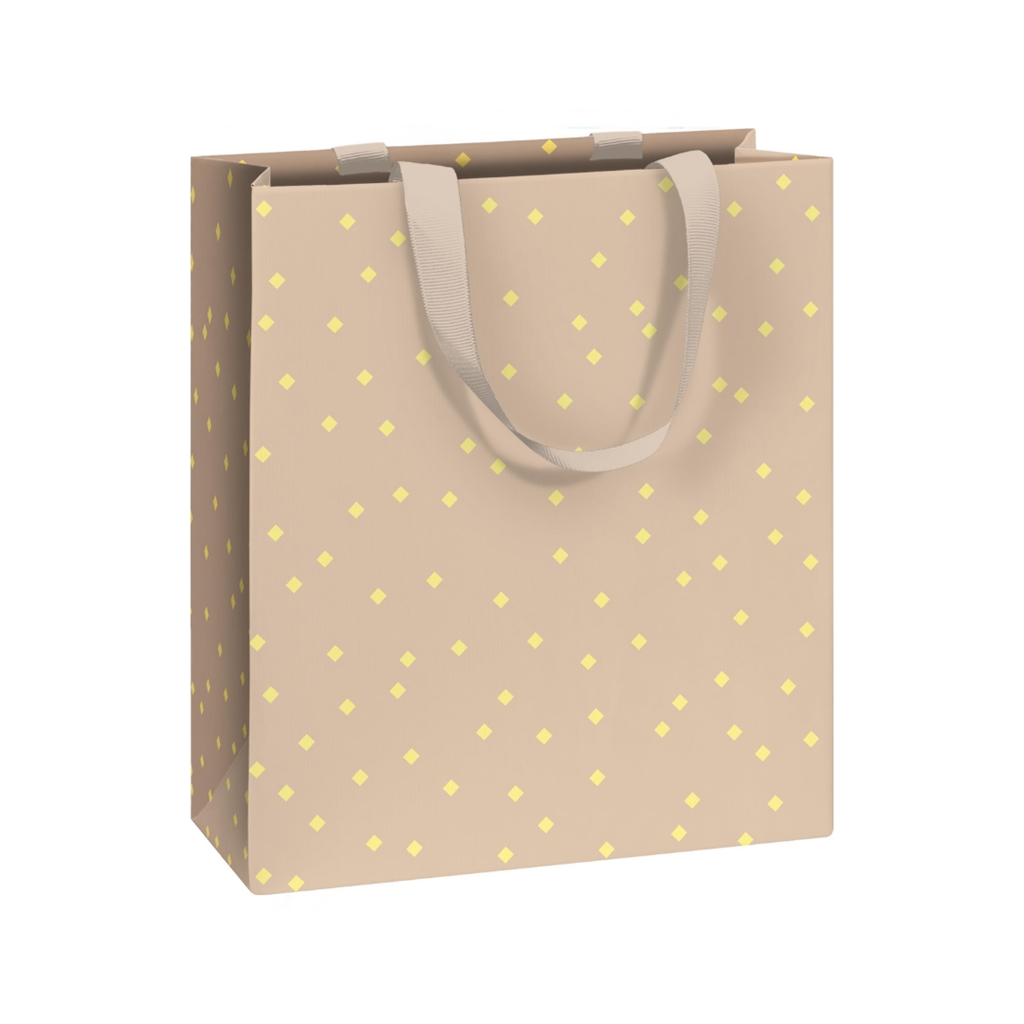 Sac cadeau beige avec des petits carrés