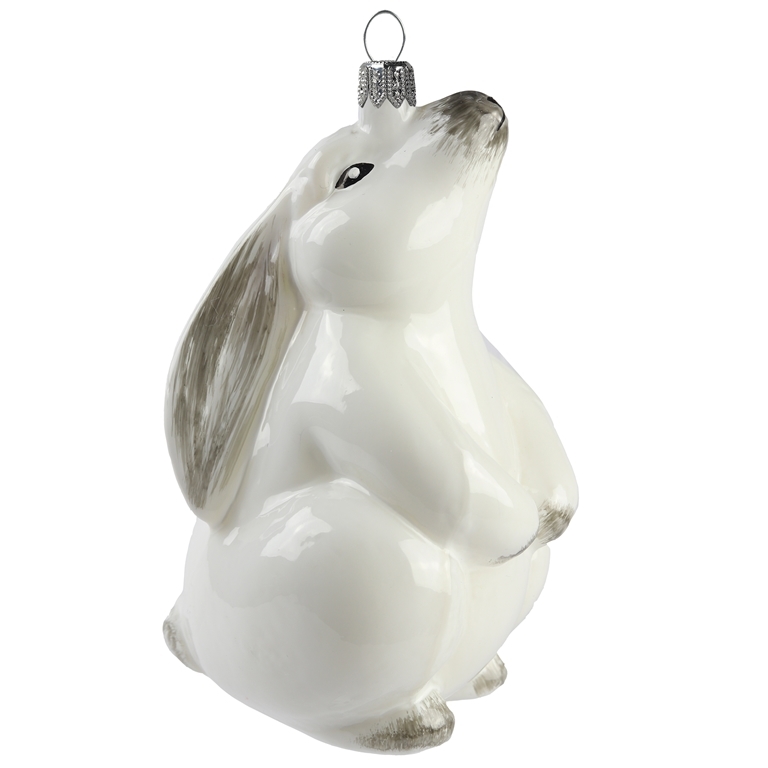 Ornement en verre Bunny Ears blanc