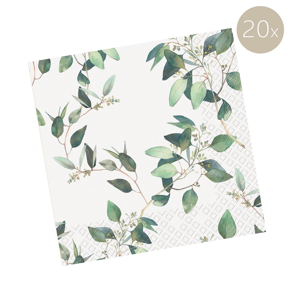 Serviettes de table avec motif eucalyptus