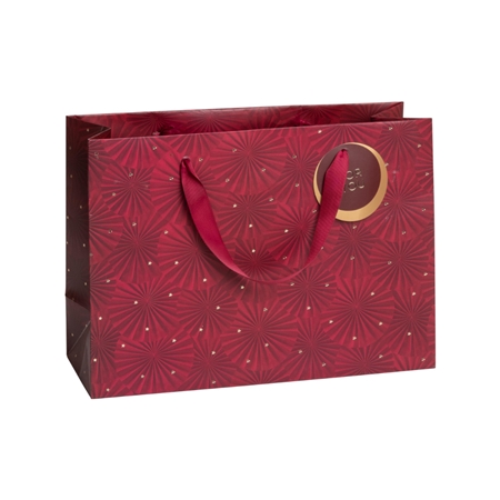 Sac cadeau rouge foncé avec étoiles 