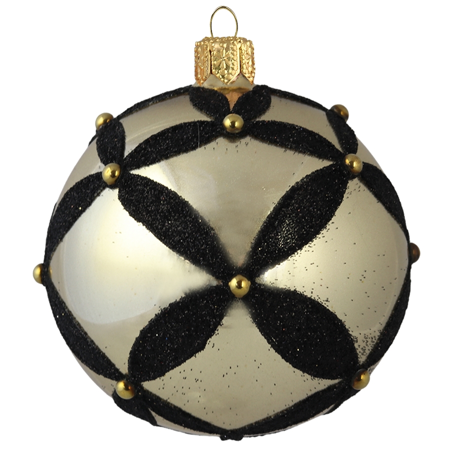 Boule dorée avec décor noir et strass