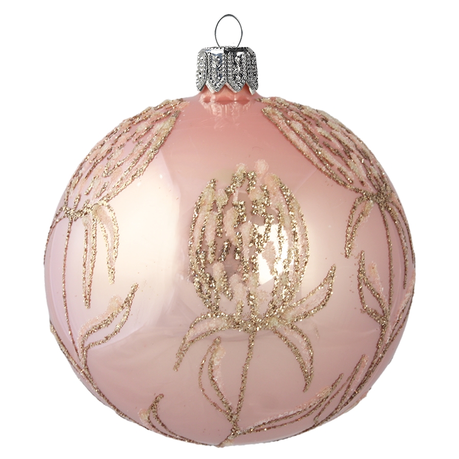 Boule rose avec fleurs