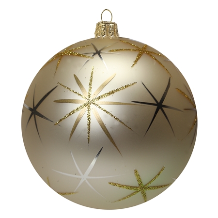 Boule de Noël en verre crème avec étoiles