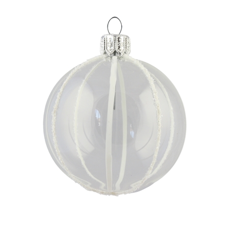 Boule transparente décoré de rayures blanches