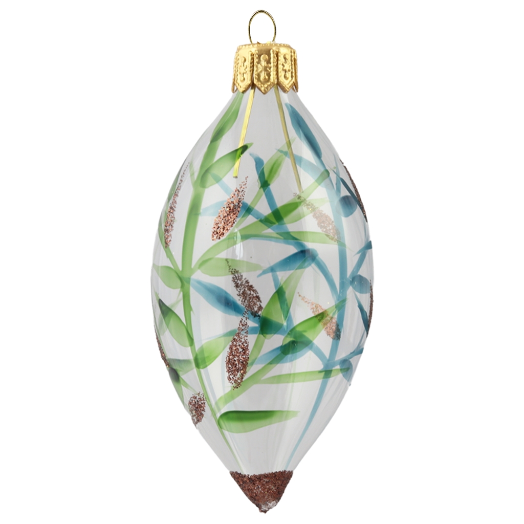 Ornement transparent avec branches vertes et brunes