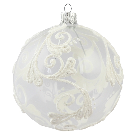 Boule transparente décorée de brindilles blanches
