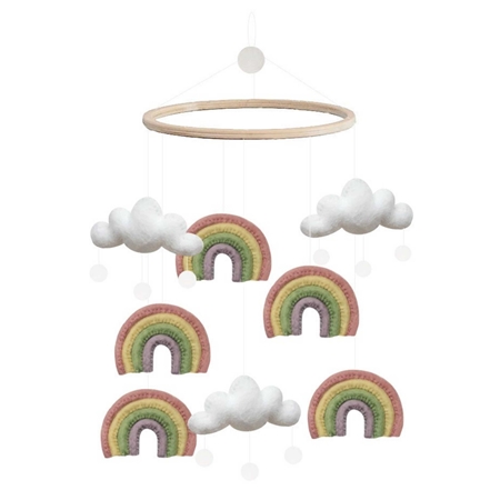 Mobile bébé avec arcs-en-ciel et nuages