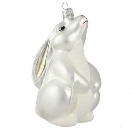 Ornement en verre lapin de neige