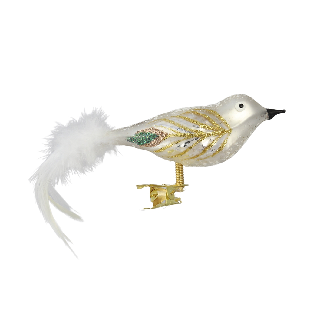 Oiseau en verre blanc 