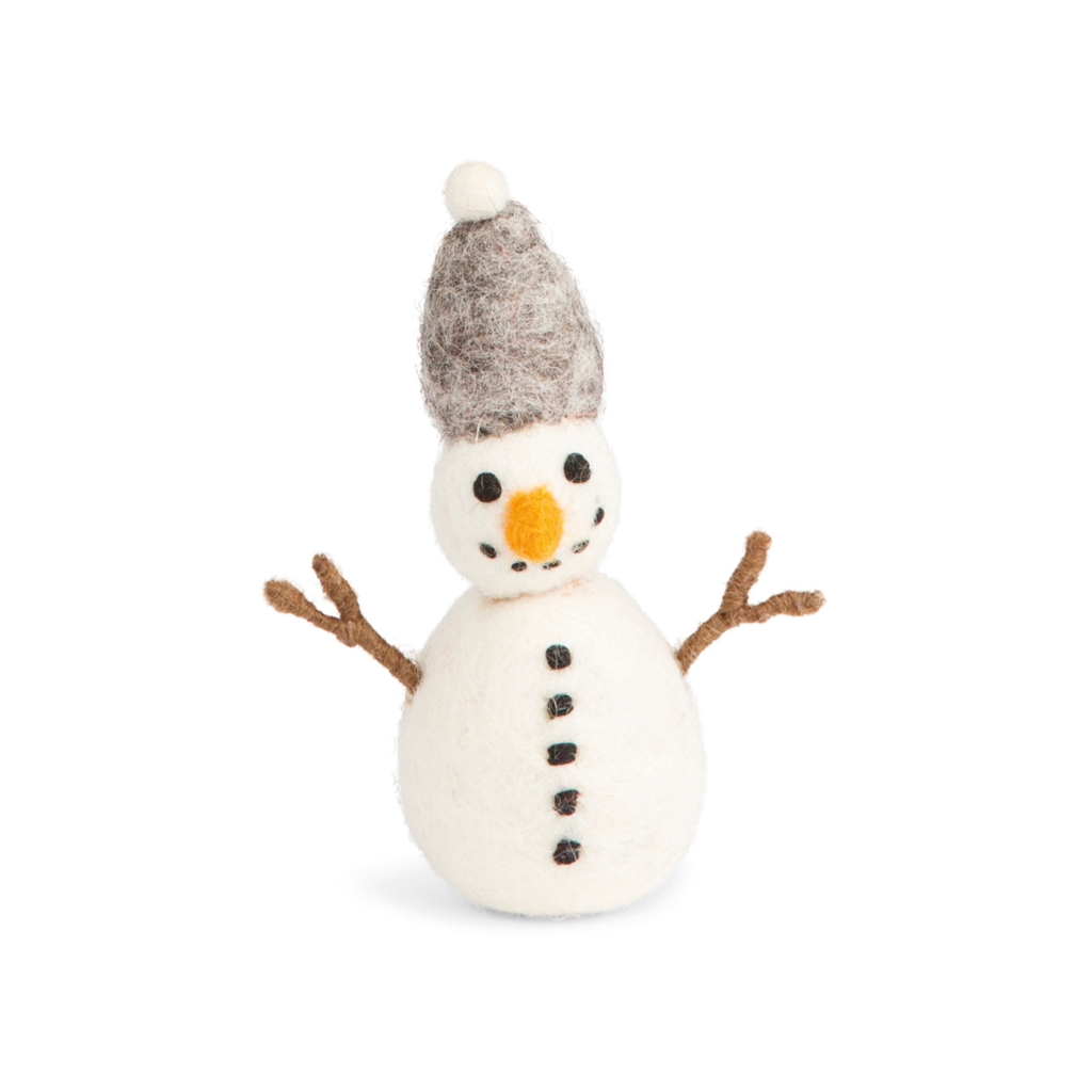 Bonhomme de neige en feutre avec bonnet