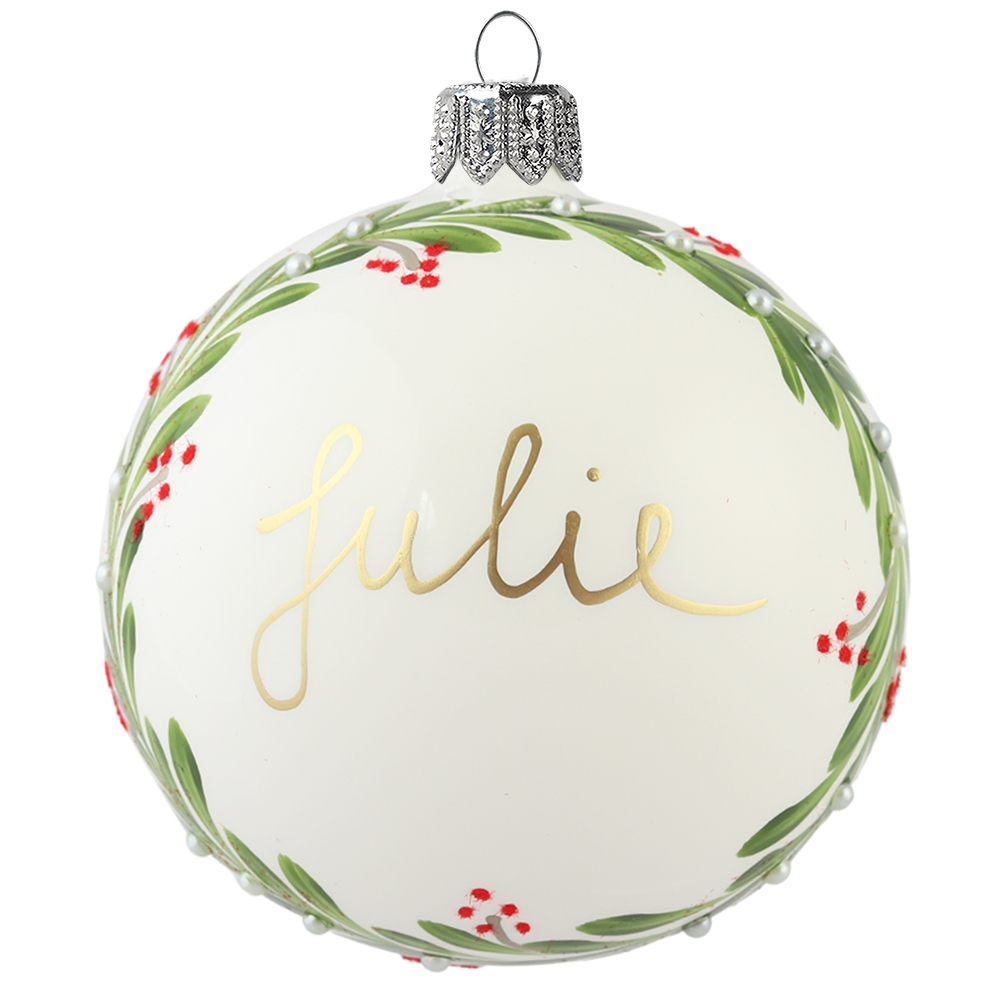 Boule de Noël personnalisée motif houx