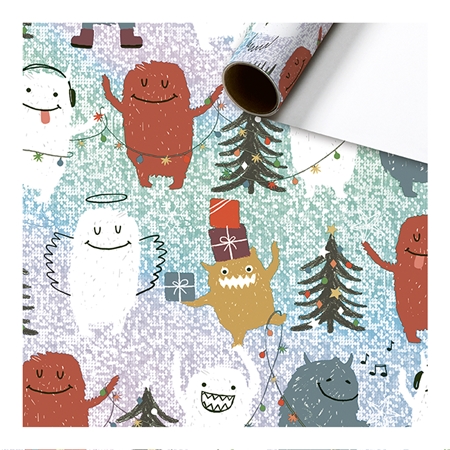 Papier cadeau holographique Yeti