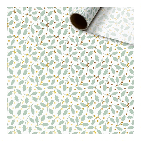 Papier cadeau soie blanc avec houx