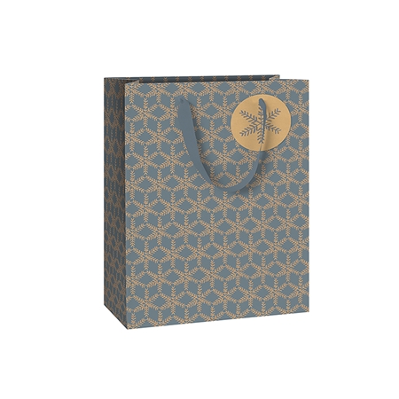 Sac cadeau bleu avec flocons de neige petit