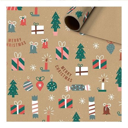 Papier cadeau avec des cadeaux naturel