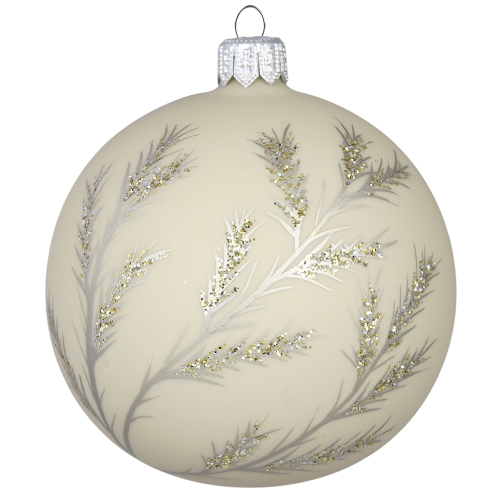 Boule beige avec branches de genièvres