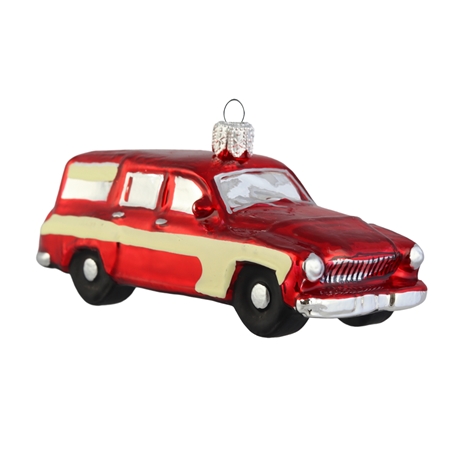 Voiture en verre rouge-beige