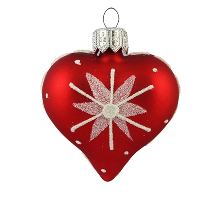 Coeur rouge avec décor de flocons de neige