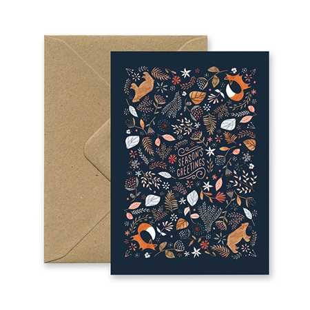 Carte de vœux avec renard et ours