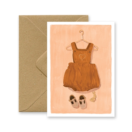 Carte de vœux avec robe sur cintre