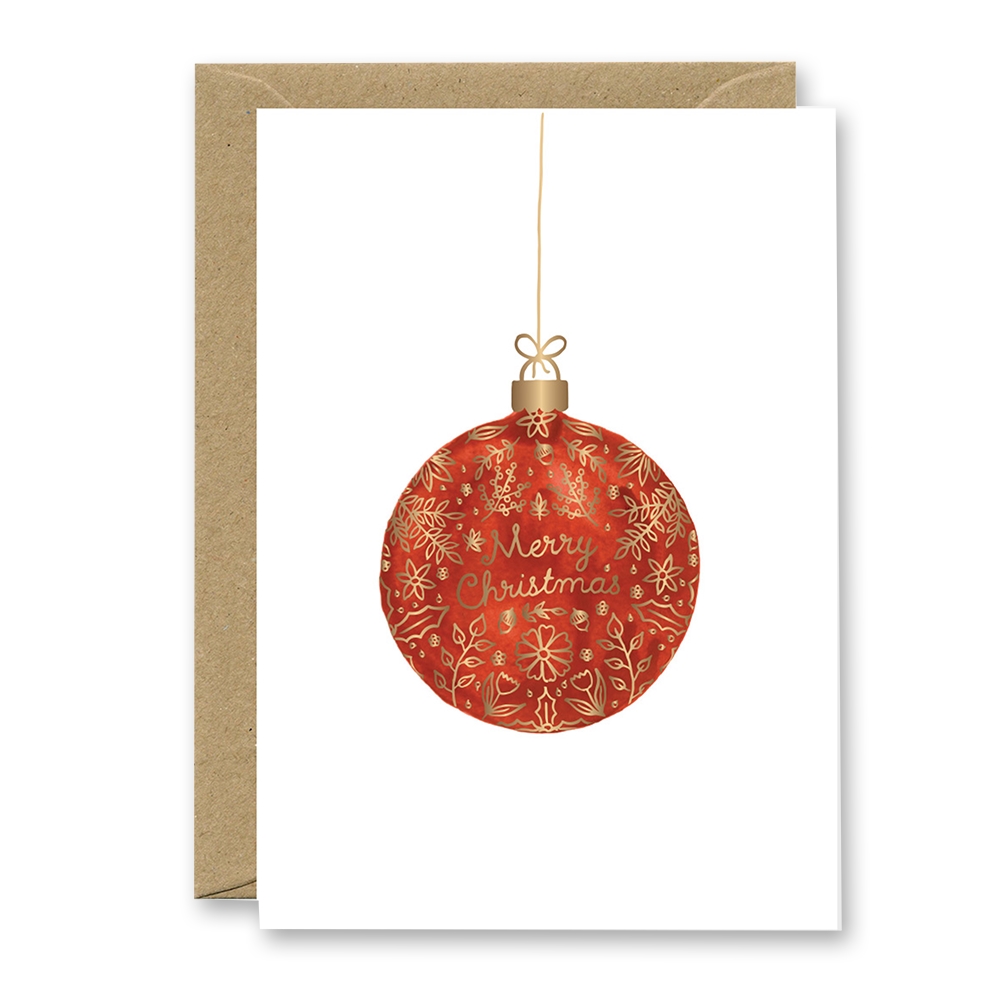 Carte de vœux avec boule de Noël DecorbyGlassor.cz