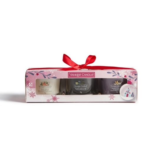 Coffret 3 bougies votives en verre