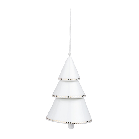 Clochette en forme d'un sapin avec de petits pois dorés