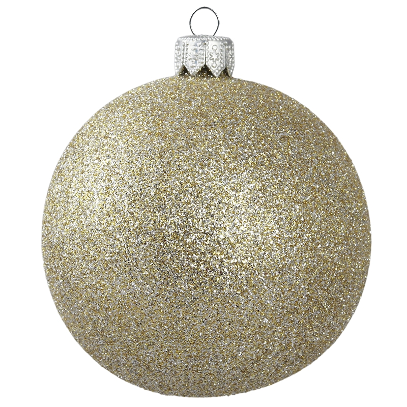 Boule de Noël en verre avec des paillettes platinées 