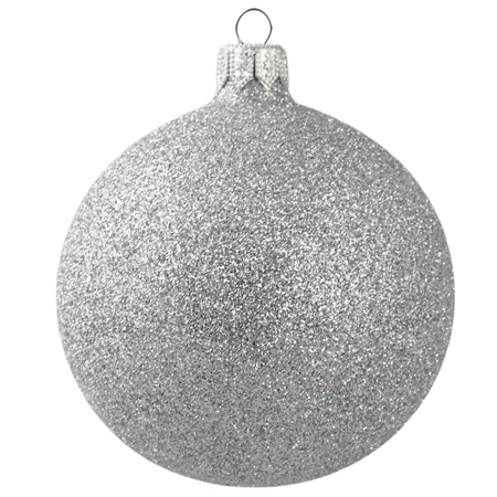 Boule de Noël en verre couverte des paillettes argentées