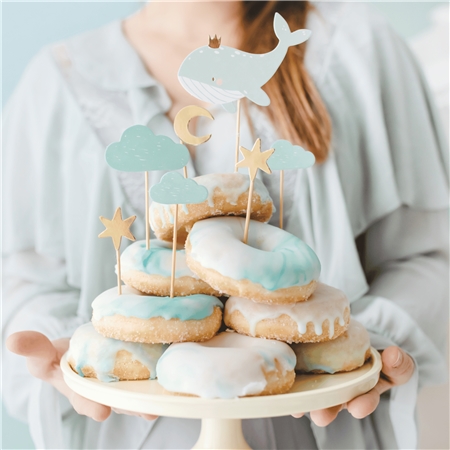 Set bleu des piques décoratives à gâteau
