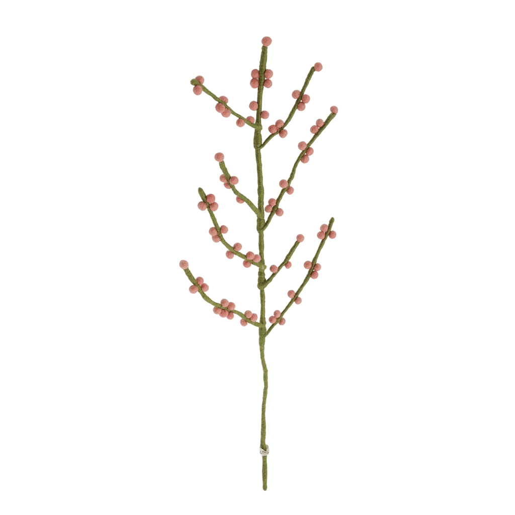 Feutre brindille houx rose