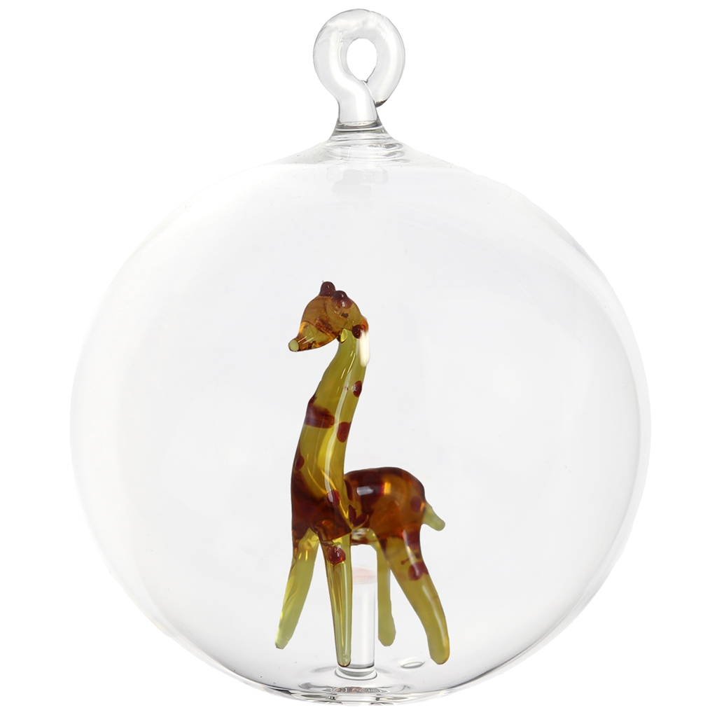 Boule en verre transparente, girafe