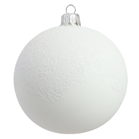 Boule de Noël blanche avec saupoudrage au-dessus