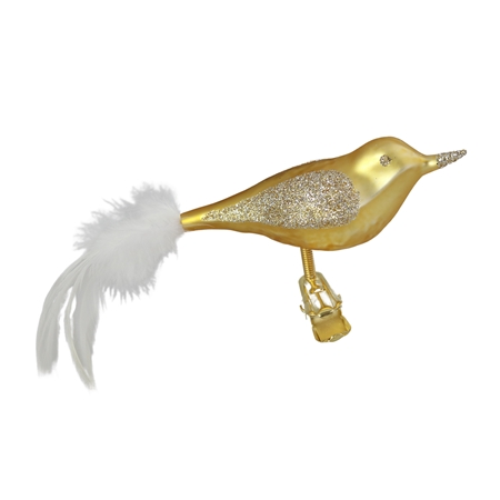 Oiseau en verre doré avec paillettes