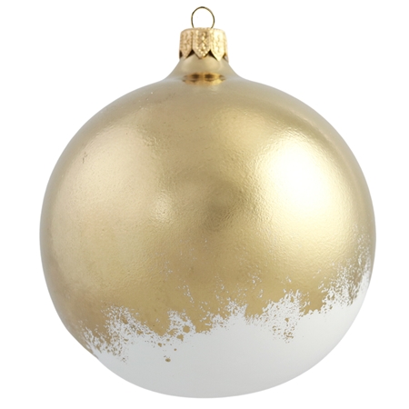 Boule de Noël en verre blanc avec décor doré