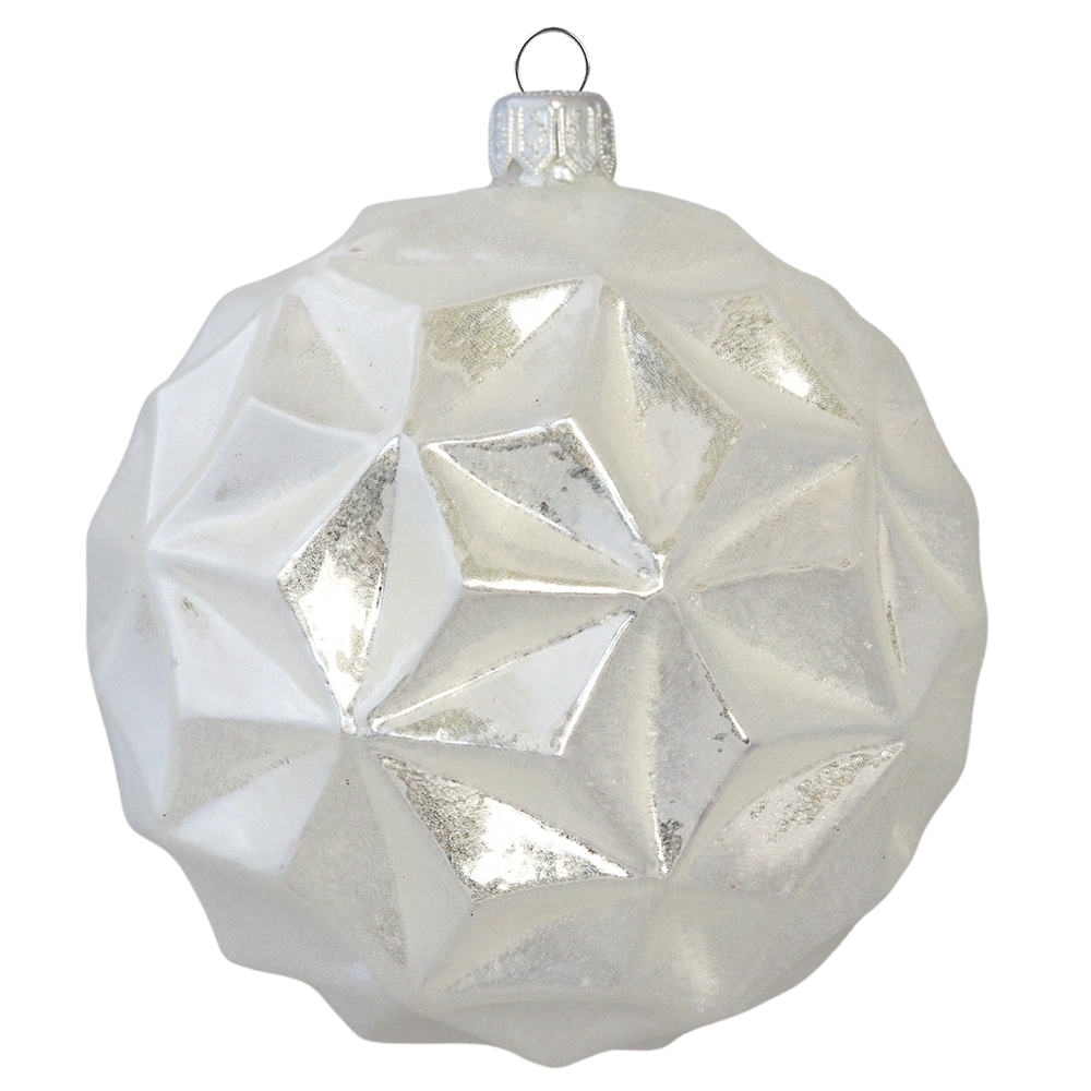 Boule en verre avec illusion de flocons de neige géométriques