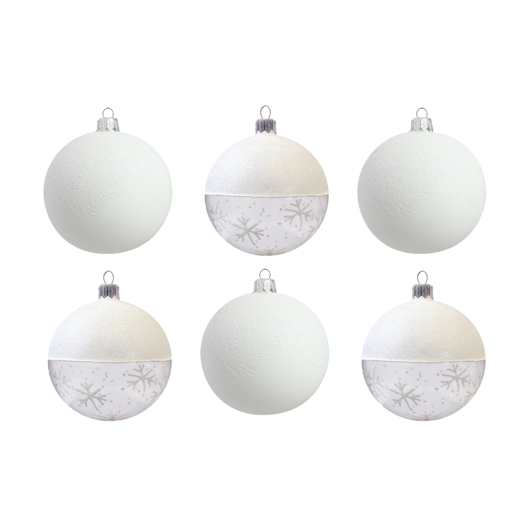 Set de boules en verre Noël blanc