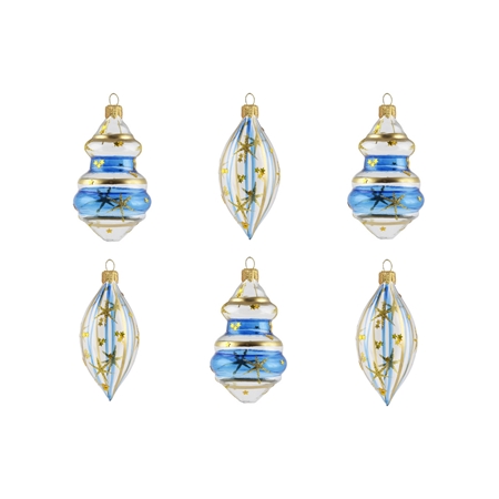 Set de boules de Noël transparentes avec décor bleu