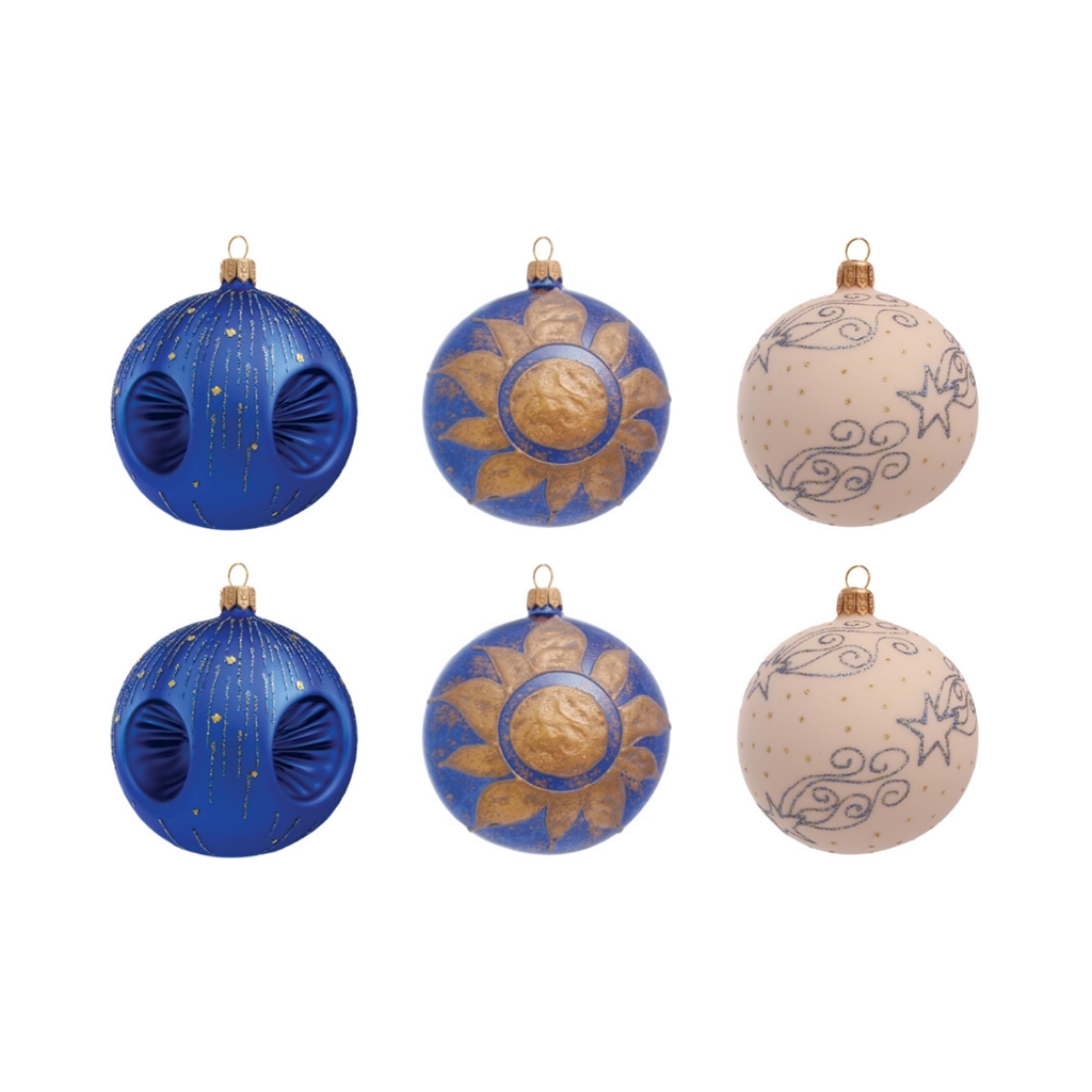 Set de boules de Noël bleu-crème